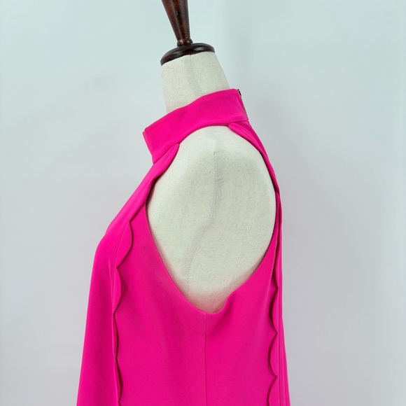 Ted Baker London Hit Pink Mock Neck Scalloped Mini Dress Size 3 / 8 - Picture 8 of 10